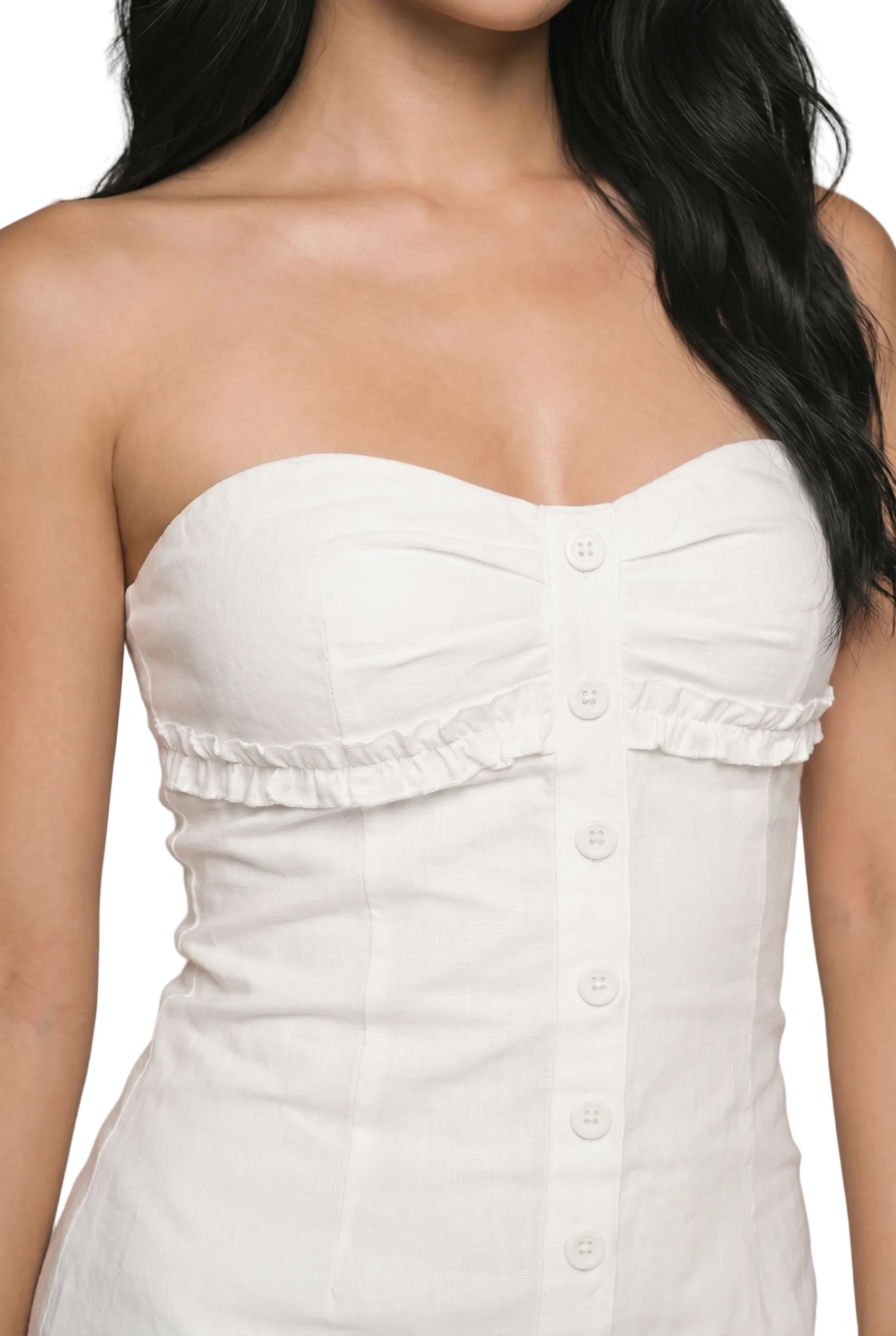 Strapless Ruffle Hem Mini Dress