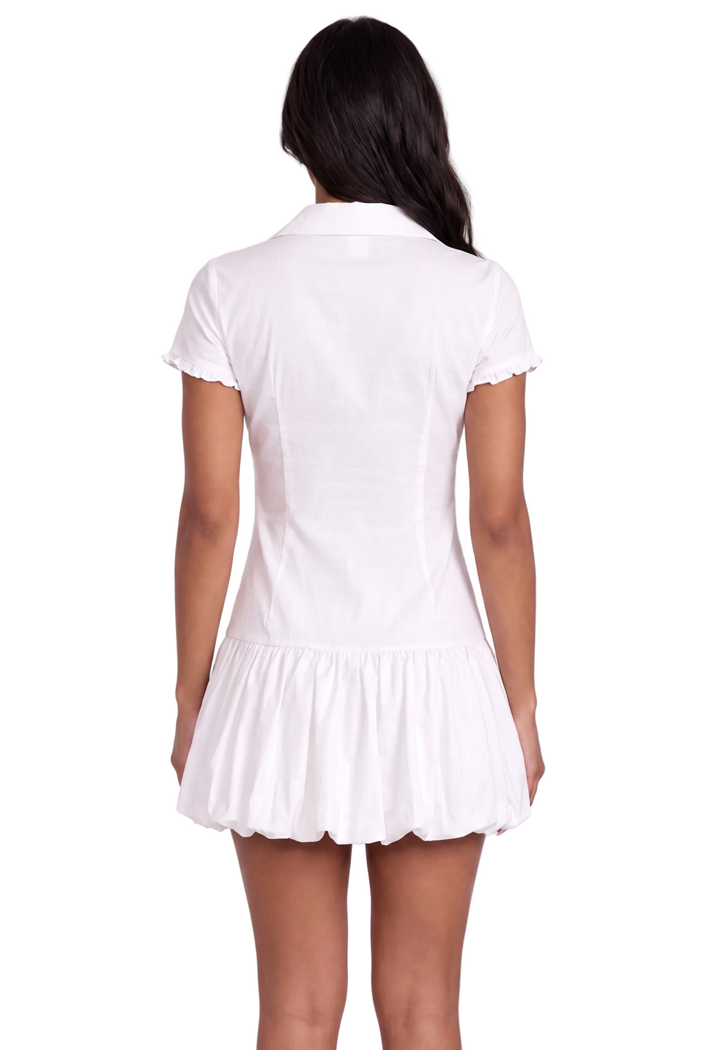 Ivory Bubble Hem Shirt Mini Dress