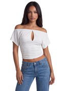 Ivory Off-Shoulder Keyhole Top