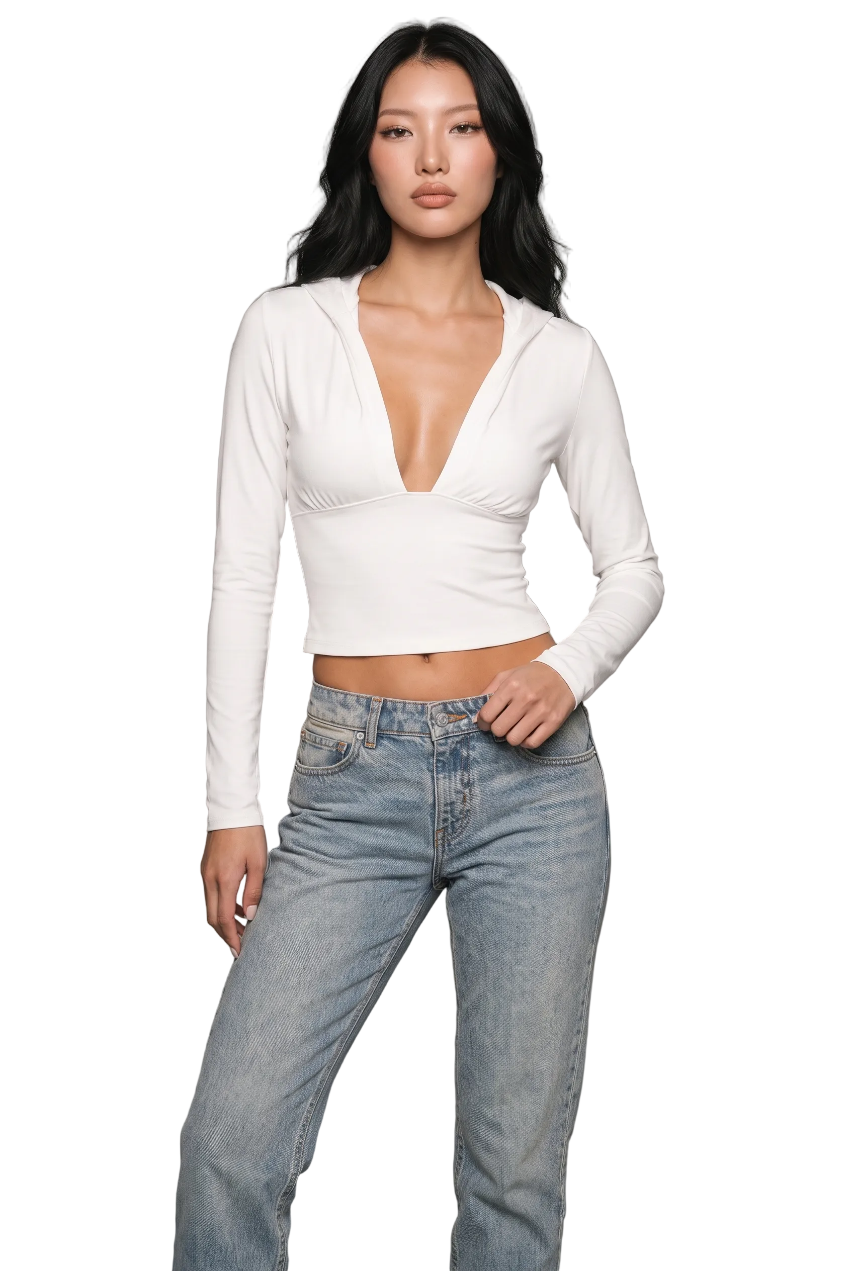Luna Hooded Plunge Crop Top