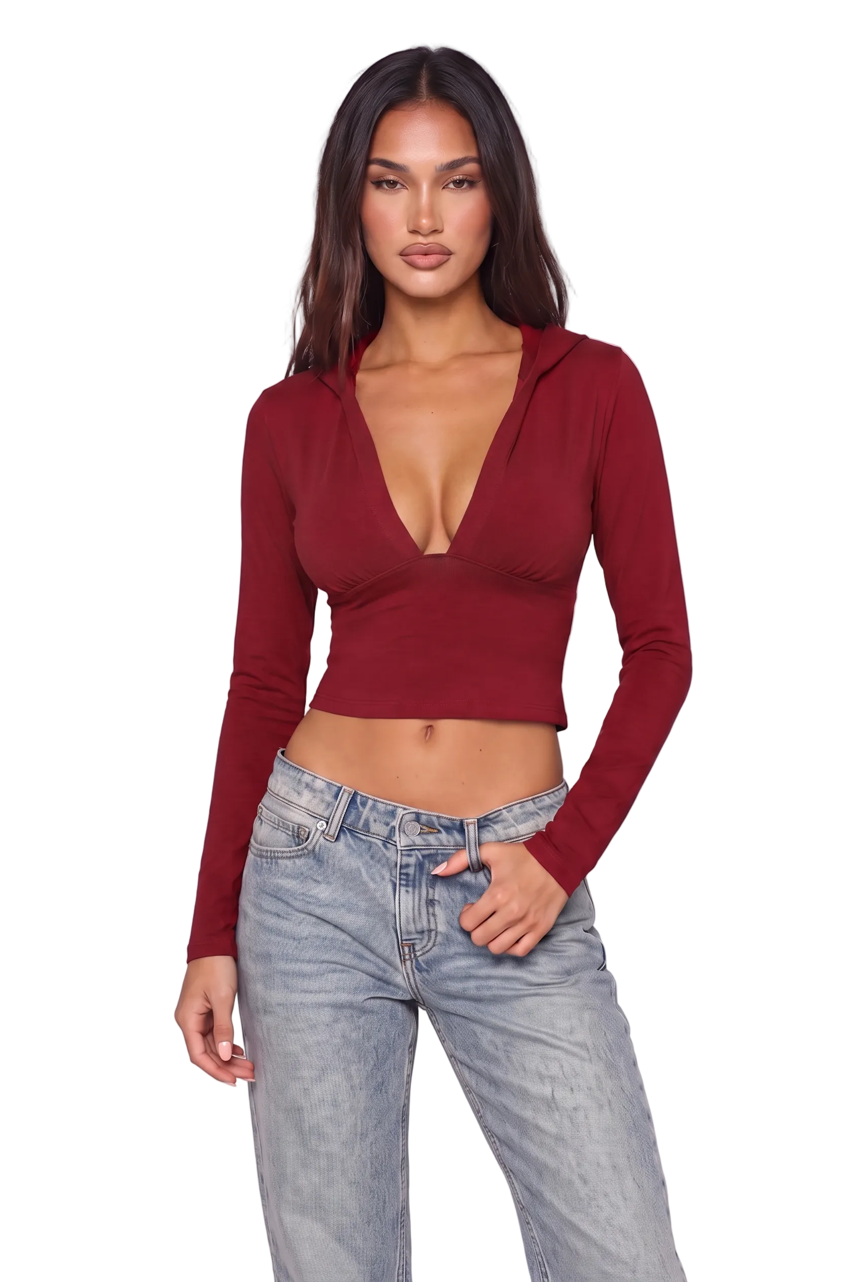 Luna Hooded Plunge Crop Top